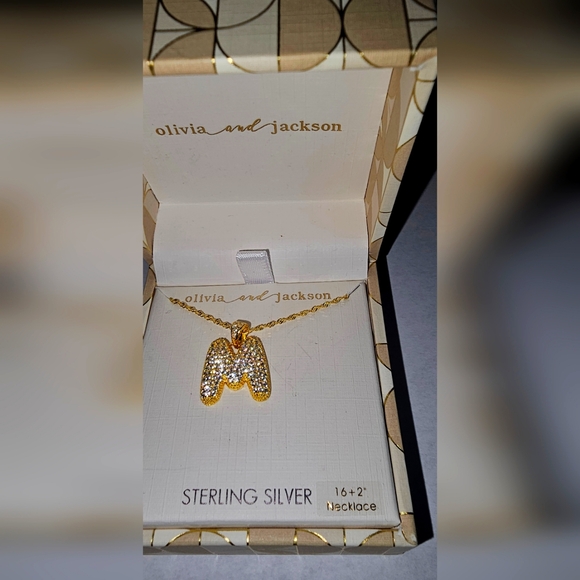 Olivia and Jackson Jewelry - Olivia and Jackson Initial M Sterling Silver necklace 16+2